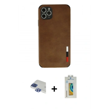 MARSİLYAN™- iPhone 11 Pro Max Kılıf Doruk Asil Koleksiyonu - Siyah Polymer Nano Ekran Koruyucu + Pers Alüminyum Kamera Lens - LT