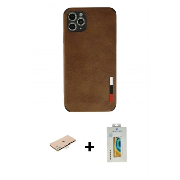 MARSİLYAN™- iPhone 11 Pro Max Kılıf Doruk Asil Koleksiyonu - Siyah Polymer Nano Ekran Koruyucu + Renkli Kamera Lens Koruma Cam - MI