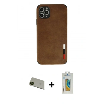 MARSİLYAN™- iPhone 11 Pro Max Kılıf Doruk Asil Koleksiyonu - Siyah Polymer Nano Ekran Koruyucu + Rainbow Kamera Lens Koruma Cam - YL