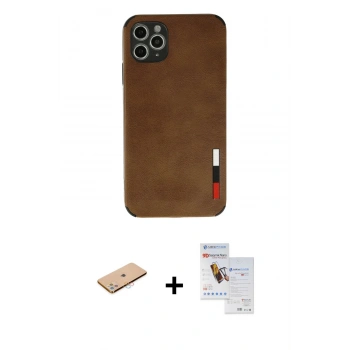 MARSİLYAN™- iPhone 11 Pro Max Kılıf Doruk Asil Koleksiyonu - Siyah Seramik Nano Ekran Koruyucu + Renkli Kamera Lens Koruma Cam - PE