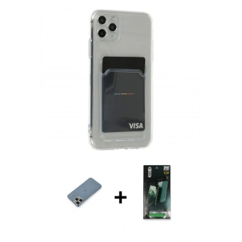 MARSİLYAN™- iPhone 11 Pro Max Kılıf Doruk Klasik Koleksiyonu - Şeffaf 360 Full Body Arka Koruyucu + Metal Kamera Lens Koruma Cam - GD