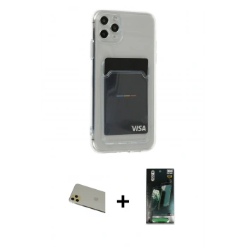 MARSİLYAN™- iPhone 11 Pro Max Kılıf Doruk Klasik Koleksiyonu - Şeffaf 360 Full Body Arka Koruyucu + Rainbow Kamera Lens Koruma Cam - GD