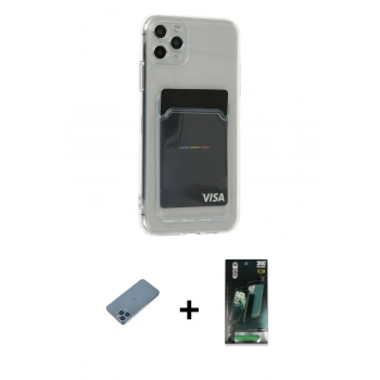 MARSİLYAN™- iPhone 11 Pro Max Kılıf Doruk Klasik Koleksiyonu - Şeffaf 360 Full Body Arka Koruyucu + Shine Kamera Lens Koruma Cam - MI
