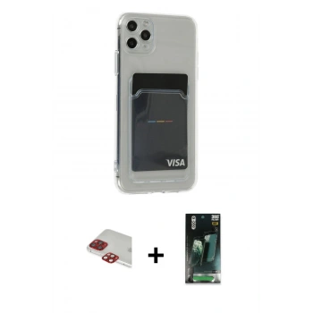 MARSİLYAN™- iPhone 11 Pro Max Kılıf Doruk Klasik Koleksiyonu - Şeffaf 360 Full Body Arka Koruyucu + Pers Alüminyum Kamera Lens - KI
