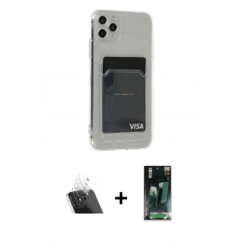 MARSİLYAN™- iPhone 11 Pro Max Kılıf Doruk Klasik Koleksiyonu - Şeffaf 360 Full Body Arka Koruyucu + Kamera Lens Koruma Cam - SF