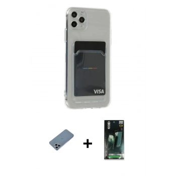 MARSİLYAN™- iPhone 11 Pro Max Kılıf Doruk Klasik Koleksiyonu - Şeffaf 360 Full Body Arka Koruyucu + Shine Kamera Lens Koruma Cam - SABE