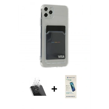 MARSİLYAN™- iPhone 11 Pro Max Kılıf Doruk Klasik Koleksiyonu - Şeffaf Pasifik Cam Ekran Koruyucu + Kamera Lens Koruma Cam - SF