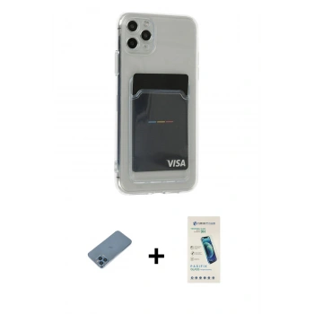 MARSİLYAN™- iPhone 11 Pro Max Kılıf Doruk Klasik Koleksiyonu - Şeffaf Pasifik Cam Ekran Koruyucu + Shine Kamera Lens Koruma Cam - MI