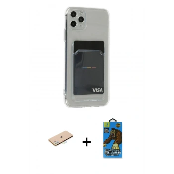 MARSİLYAN™- iPhone 11 Pro Max Kılıf Doruk Klasik Koleksiyonu - Siyah 18D Cam Ekran Koruyucu + Renkli Kamera Lens Koruma Cam - MI