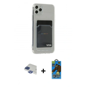 MARSİLYAN™- iPhone 11 Pro Max Kılıf Doruk Klasik Koleksiyonu - Siyah 18D Cam Ekran Koruyucu + Pers Alüminyum Kamera Lens - LT