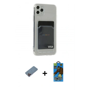 MARSİLYAN™- iPhone 11 Pro Max Kılıf Doruk Klasik Koleksiyonu - Siyah 18D Cam Ekran Koruyucu + Shine Kamera Lens Koruma Cam - PE