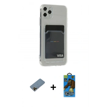 MARSİLYAN™- iPhone 11 Pro Max Kılıf Doruk Klasik Koleksiyonu - Siyah 18D Cam Ekran Koruyucu + Shine Kamera Lens Koruma Cam - GD