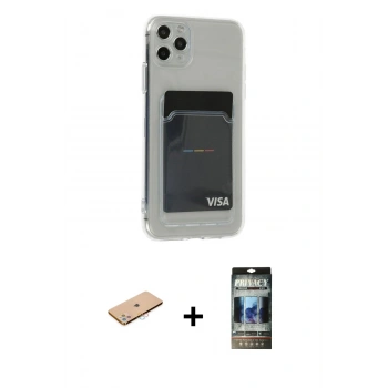 MARSİLYAN™- iPhone 11 Pro Max Kılıf Doruk Klasik Koleksiyonu - Siyah 34D Hayalet Izgaralı Cam + Renkli Kamera Lens Koruma Cam - PE