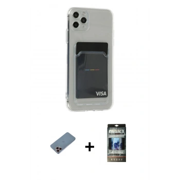MARSİLYAN™- iPhone 11 Pro Max Kılıf Doruk Klasik Koleksiyonu - Siyah 34D Hayalet Izgaralı Cam + Shine Kamera Lens Koruma Cam - PE