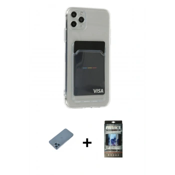 MARSİLYAN™- iPhone 11 Pro Max Kılıf Doruk Klasik Koleksiyonu - Siyah 34D Hayalet Izgaralı Cam + Shine Kamera Lens Koruma Cam - MI