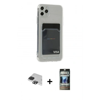 MARSİLYAN™- iPhone 11 Pro Max Kılıf Doruk Klasik Koleksiyonu - Siyah 34D Hayalet Izgaralı Cam + Pers Alüminyum Kamera Lens - SH