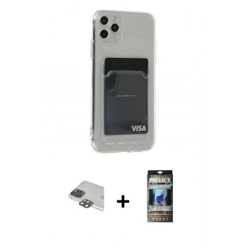 MARSİLYAN™- iPhone 11 Pro Max Kılıf Doruk Klasik Koleksiyonu - Siyah 34D Hayalet Izgaralı Cam + Pers Alüminyum Kamera Lens - YL