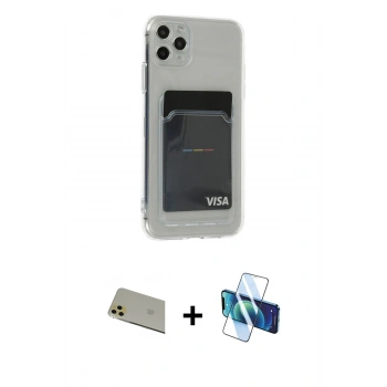 MARSİLYAN™- iPhone 11 Pro Max Kılıf Doruk Klasik Koleksiyonu - Siyah 3D Antistatik Cam Ekran Koruyucu + Rainbow Kamera Lens Koruma Cam - GD