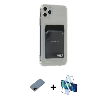 MARSİLYAN™- iPhone 11 Pro Max Kılıf Doruk Klasik Koleksiyonu - Siyah 3D Antistatik Cam Ekran Koruyucu + Shine Kamera Lens Koruma Cam - GD