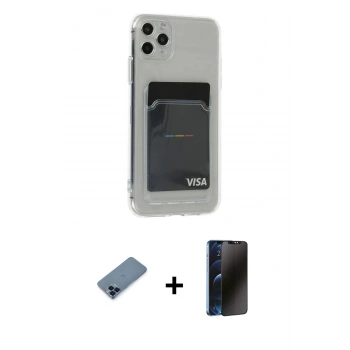 MARSİLYAN™- iPhone 11 Pro Max Kılıf Doruk Klasik Koleksiyonu - Siyah 3D Antistatik Hayalet Cam Ekran Koruyucu + Metal Kamera Lens Koruma Cam - MI