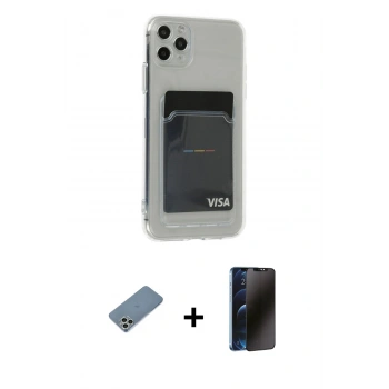 MARSİLYAN™- iPhone 11 Pro Max Kılıf Doruk Klasik Koleksiyonu - Siyah 3D Antistatik Hayalet Cam Ekran Koruyucu + Shine Kamera Lens Koruma Cam - GS