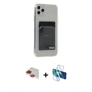 MARSİLYAN™- iPhone 11 Pro Max Kılıf Doruk Klasik Koleksiyonu - Siyah 3D Antistatik Seramik Nano Ekran Koruyucu + Pers Alüminyum Kamera Lens - KI