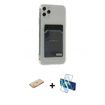 MARSİLYAN™- iPhone 11 Pro Max Kılıf Doruk Klasik Koleksiyonu - Siyah 3D Antistatik Seramik Nano Ekran Koruyucu + Renkli Kamera Lens Koruma Cam - SI