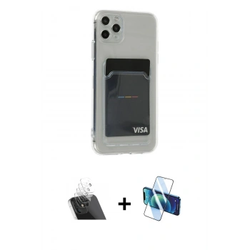 MARSİLYAN™- iPhone 11 Pro Max Kılıf Doruk Klasik Koleksiyonu - Siyah 3D Antistatik Seramik Nano Ekran Koruyucu + Kamera Lens Koruma Cam - SF