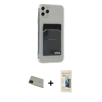 MARSİLYAN™- iPhone 11 Pro Max Kılıf Doruk Klasik Koleksiyonu - Siyah 6D Mat Seramik Hayalet Nano Ekran Koruyucu + Rainbow Kamera Lens Koruma Cam - YL