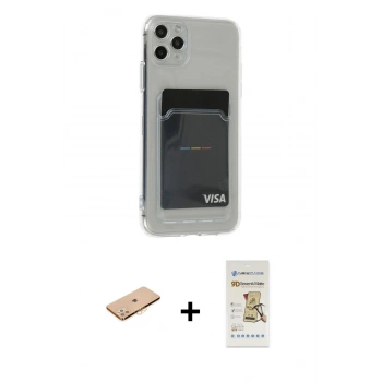 MARSİLYAN™- iPhone 11 Pro Max Kılıf Doruk Klasik Koleksiyonu - Siyah Mat Seramik Nano Ekran Koruyucu + Renkli Kamera Lens Koruma Cam - TU