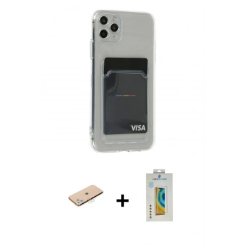 MARSİLYAN™- iPhone 11 Pro Max Kılıf Doruk Klasik Koleksiyonu - Siyah Polymer Nano Ekran Koruyucu + Renkli Kamera Lens Koruma Cam - MI