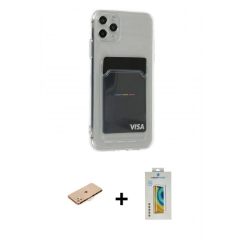 MARSİLYAN™- iPhone 11 Pro Max Kılıf Doruk Klasik Koleksiyonu - Siyah Polymer Nano Ekran Koruyucu + Renkli Kamera Lens Koruma Cam - TU