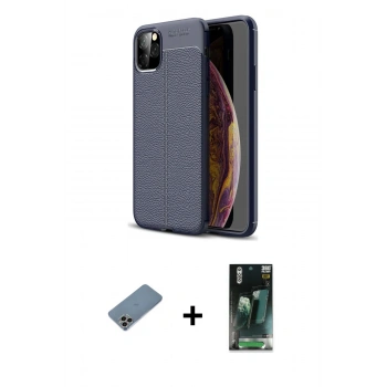 MARSİLYAN™- iPhone 11 Pro Max Kılıf Doruk Klasik Özel Seri - Şeffaf 360 Full Body Arka Koruyucu + Shine Kamera Lens Koruma Cam - GI