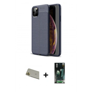 MARSİLYAN™- iPhone 11 Pro Max Kılıf Doruk Klasik Özel Seri - Şeffaf 360 Full Body Arka Koruyucu + Rainbow Kamera Lens Koruma Cam - GD
