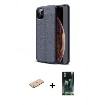 MARSİLYAN™- iPhone 11 Pro Max Kılıf Doruk Klasik Özel Seri - Şeffaf 360 Full Body Arka Koruyucu + Renkli Kamera Lens Koruma Cam - SI