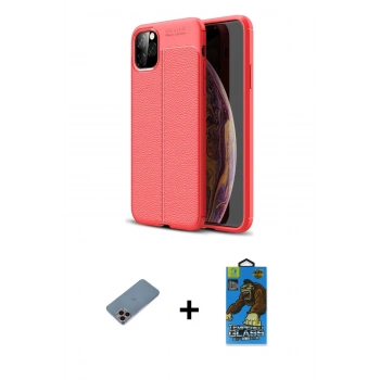 MARSİLYAN™- iPhone 11 Pro Max Kılıf Doruk Klasik Özel Seri - Siyah 18D Cam Ekran Koruyucu + Shine Kamera Lens Koruma Cam - PE