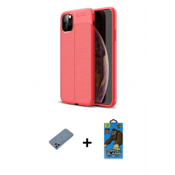 MARSİLYAN™- iPhone 11 Pro Max Kılıf Doruk Klasik Özel Seri - Siyah 18D Cam Ekran Koruyucu + Shine Kamera Lens Koruma Cam - SABE