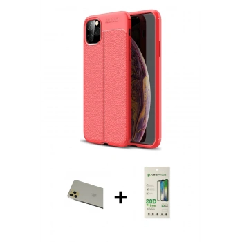 MARSİLYAN™- iPhone 11 Pro Max Kılıf Doruk Klasik Özel Seri - Siyah 20D Premium Cam Ekran Koruyucu + Rainbow Kamera Lens Koruma Cam - GD