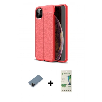 MARSİLYAN™- iPhone 11 Pro Max Kılıf Doruk Klasik Özel Seri - Siyah 20D Premium Cam Ekran Koruyucu + Metal Kamera Lens Koruma Cam - SH