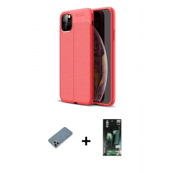 MARSİLYAN™- iPhone 11 Pro Max Kılıf Doruk Klasik Özel Seri - Siyah 360 Mat Full Body Arka Koruyucu + Metal Kamera Lens Koruma Cam - MR