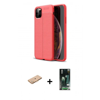 MARSİLYAN™- iPhone 11 Pro Max Kılıf Doruk Klasik Özel Seri - Siyah 360 Mat Full Body Arka Koruyucu + Renkli Kamera Lens Koruma Cam - TU
