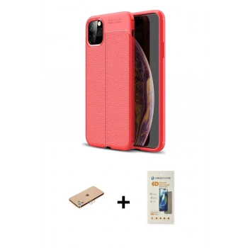 MARSİLYAN™- iPhone 11 Pro Max Kılıf Doruk Klasik Özel Seri - Siyah 6D Mat Seramik Hayalet Nano Ekran Koruyucu + Renkli Kamera Lens Koruma Cam - PE