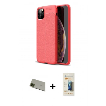 MARSİLYAN™- iPhone 11 Pro Max Kılıf Doruk Klasik Özel Seri - Siyah 6D Mat Seramik Hayalet Nano Ekran Koruyucu + Rainbow Kamera Lens Koruma Cam - YL