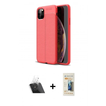 MARSİLYAN™- iPhone 11 Pro Max Kılıf Doruk Klasik Özel Seri - Siyah 6D Mat Seramik Hayalet Nano Ekran Koruyucu + Kamera Lens Koruma Cam - SF