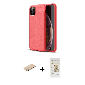 MARSİLYAN™- iPhone 11 Pro Max Kılıf Doruk Klasik Özel Seri - Siyah Mat Seramik Nano Ekran Koruyucu + Renkli Kamera Lens Koruma Cam - YL