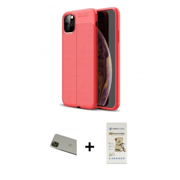 MARSİLYAN™- iPhone 11 Pro Max Kılıf Doruk Klasik Özel Seri - Siyah Mat Seramik Nano Ekran Koruyucu + Rainbow Kamera Lens Koruma Cam - YL