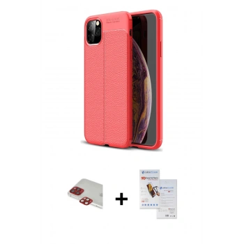 MARSİLYAN™- iPhone 11 Pro Max Kılıf Doruk Klasik Özel Seri - Siyah Seramik Nano Ekran Koruyucu + Pers Alüminyum Kamera Lens - KI