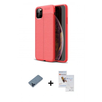 MARSİLYAN™- iPhone 11 Pro Max Kılıf Doruk Klasik Özel Seri - Siyah Seramik Nano Ekran Koruyucu + Metal Kamera Lens Koruma Cam - MI