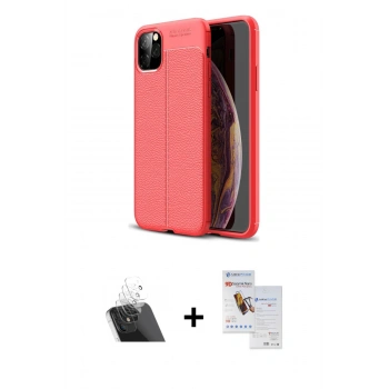 MARSİLYAN™- iPhone 11 Pro Max Kılıf Doruk Klasik Özel Seri - Siyah Seramik Nano Ekran Koruyucu + Kamera Lens Koruma Cam - SF
