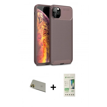 MARSİLYAN™- iPhone 11 Pro Max Kılıf Eksen Form Prime - Siyah 20D Premium Cam Ekran Koruyucu + Rainbow Kamera Lens Koruma Cam - GD